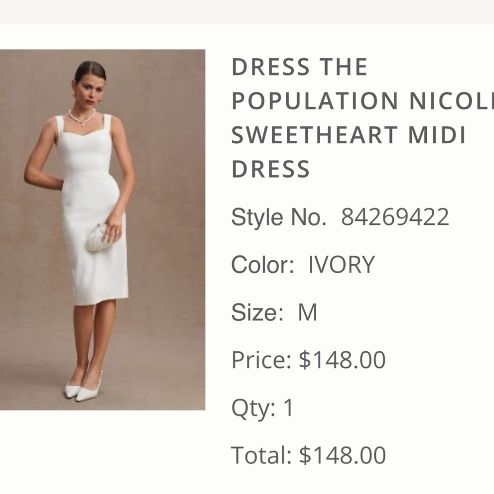 Dress The Population Nicole Sweetheart Dress Ivory
